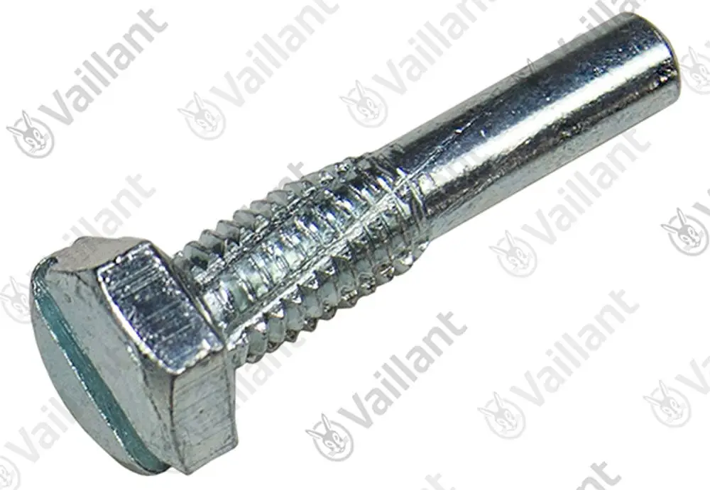 Vaillant Schneidschraube, metallisch, mit einer flachen Kopfstruktur und einem Gewinde für die Befestigung in Materialien.